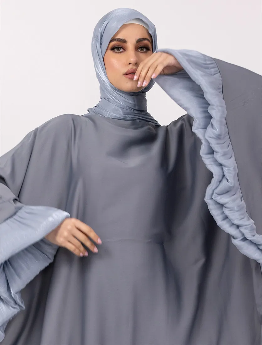 Blue Organza Trim Kaftan